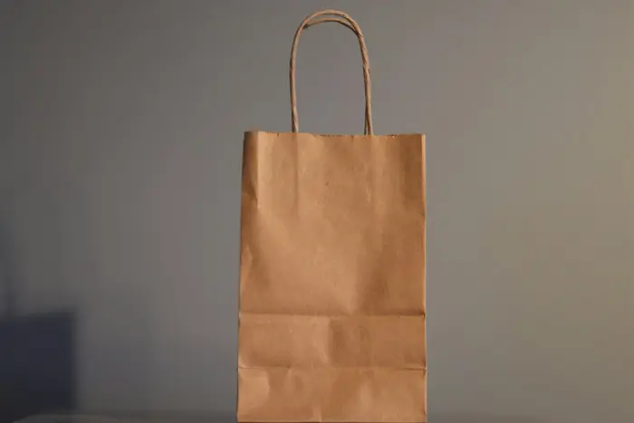 Brown paper takeaway bag