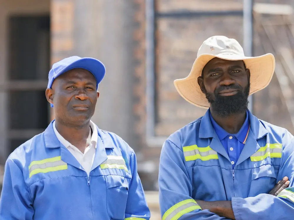 Joe and Sam, the founders of Fresh Start Renos, in their work gear on site