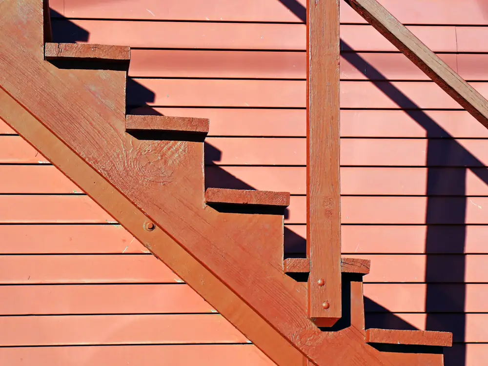Hardwood external stairs and handrail