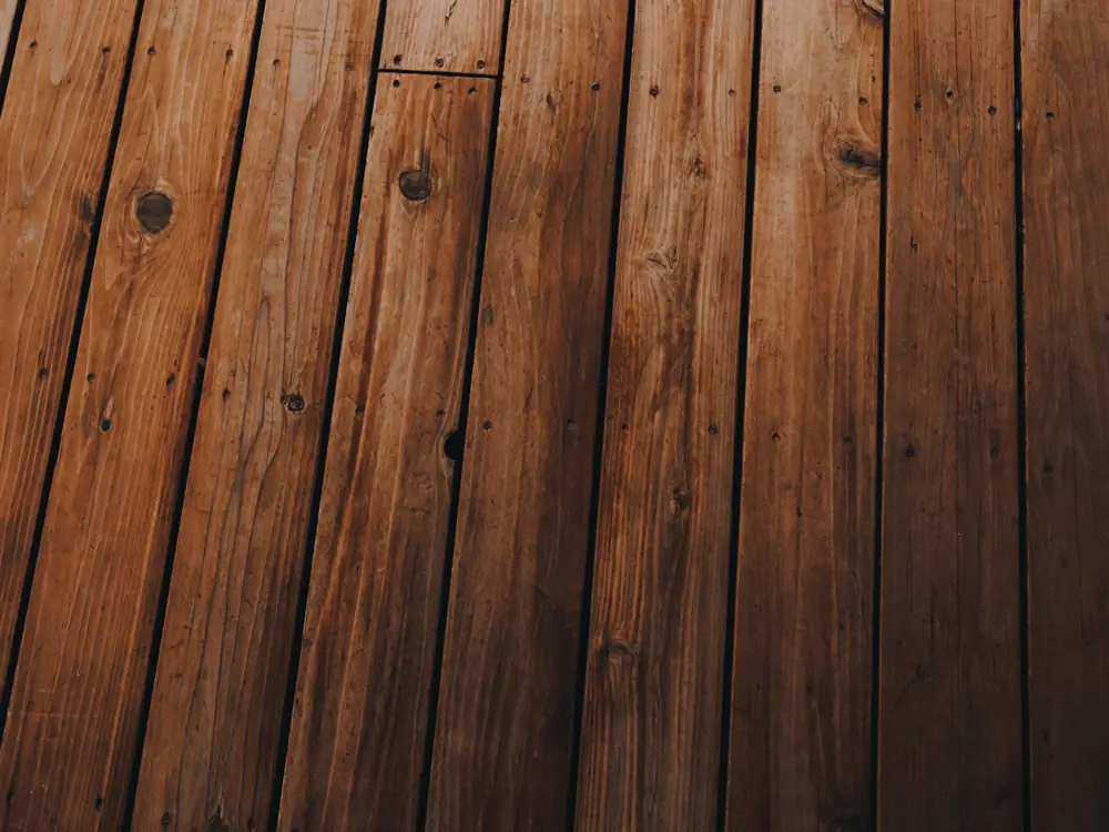 Close-up of oiled spotted gum decking boards