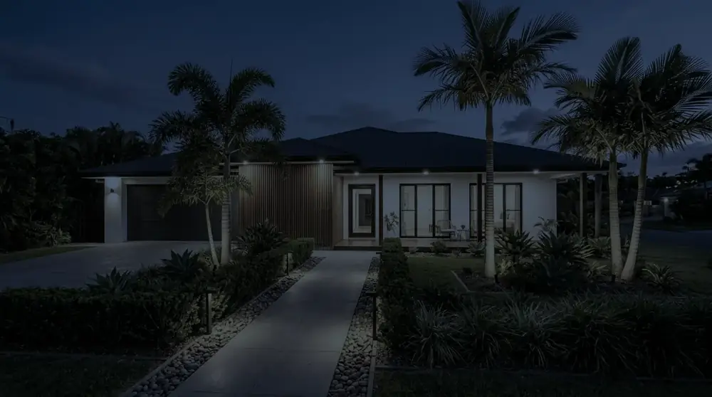Home at night with the outdoor lights off