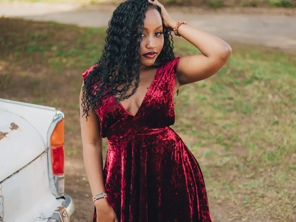 Ruby red velvet formal dress