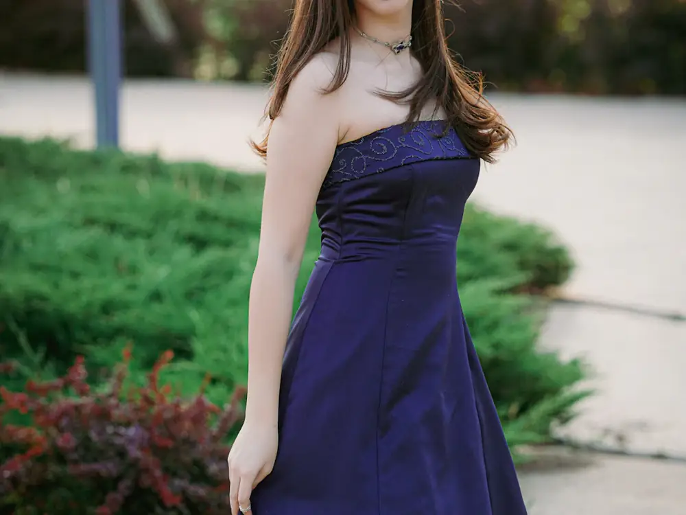Strapless midnight blue formal dress