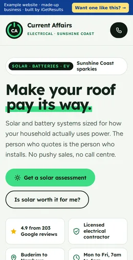 Current Affairs Electrical example website on a phone