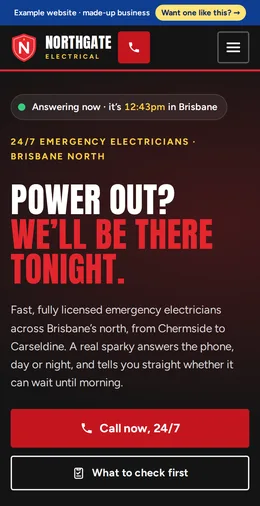 Northgate Electrical example website on a phone