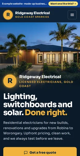 Ridgeway Electrical example website on a phone